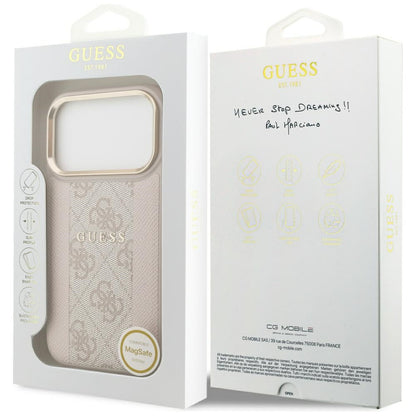 Custodia MagSafe per Apple iPhone 17 Pro, Guess, 4G Stripe, Rosa