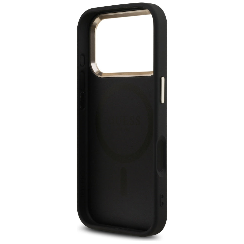 MagSafe Case for Apple iPhone 17 Pro, Guess, 4G Triangle Logo, Black Gold