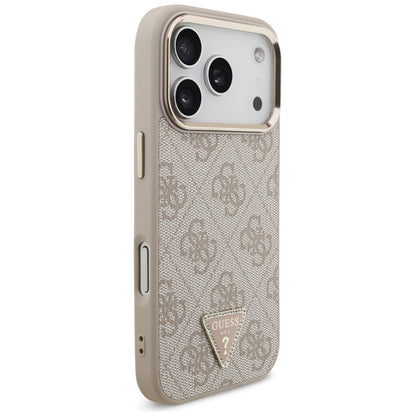 Custodia MagSafe per Apple iPhone 17 Pro, Guess, Logo Triangolo 4G, Rosa Dorato