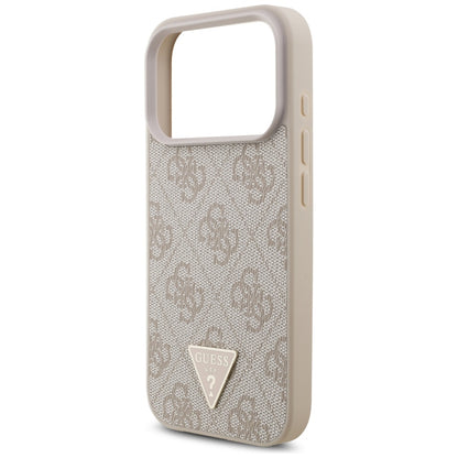 Custodia MagSafe per Apple iPhone 17 Pro, Guess, Logo Triangolo 4G con Cinturino di Perle, Rosa