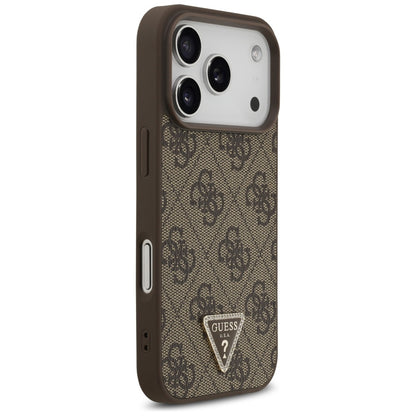 Custodia MagSafe per Apple iPhone 17 Pro, Guess, 4G Triangle Strass, Marrone