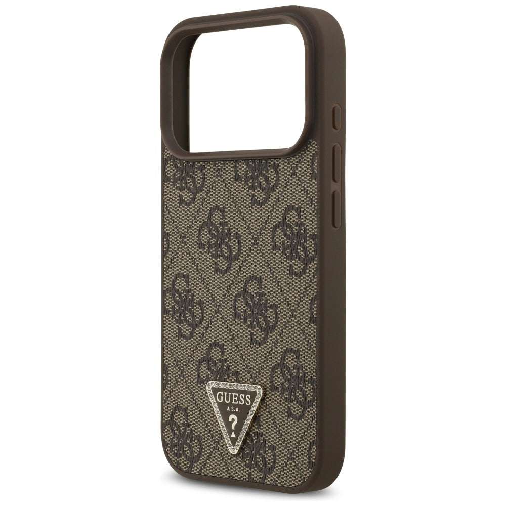 Custodia MagSafe per Apple iPhone 17 Pro, Guess, 4G Triangle Strass, Marrone