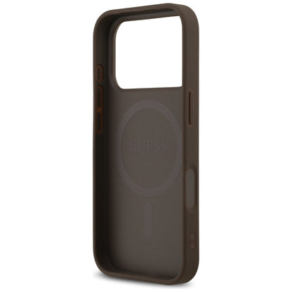 Custodia MagSafe per Apple iPhone 17 Pro, Guess, 4G Triangle Strass, Marrone