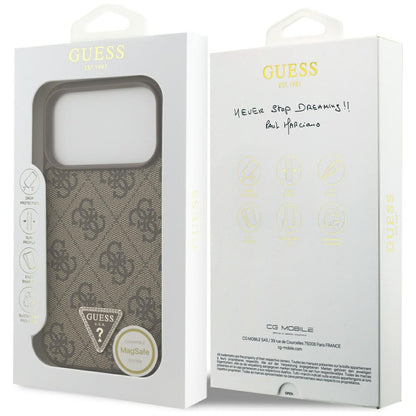 Custodia MagSafe per Apple iPhone 17 Pro, Guess, 4G Triangle Strass, Marrone