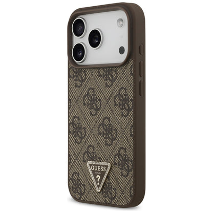 Custodia MagSafe per Apple iPhone 17 Pro, Guess, 4G Triangle Strass, Marrone
