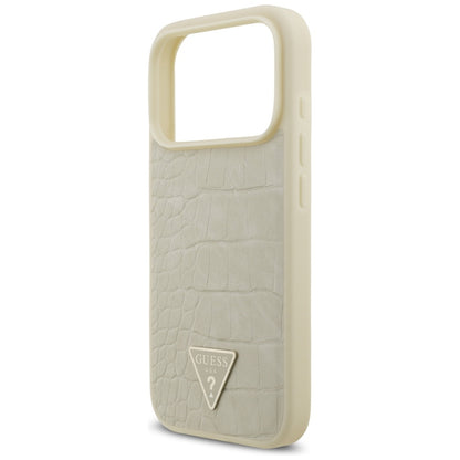 Custodia MagSafe per Apple iPhone 17 Pro, Guess, Logo Triangolo Croco, Dorata