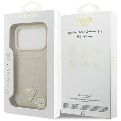 Custodia MagSafe per Apple iPhone 17 Pro, Guess, Logo Triangolo Croco, Dorata
