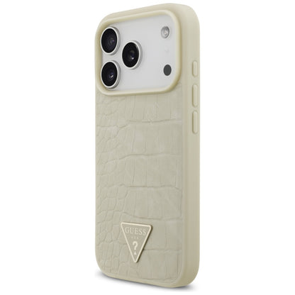 Custodia MagSafe per Apple iPhone 17 Pro, Guess, Logo Triangolo Croco, Dorata