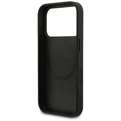 Custodia MagSafe per Apple iPhone 17 Pro, Guess, Grained Gold Ring, Nera