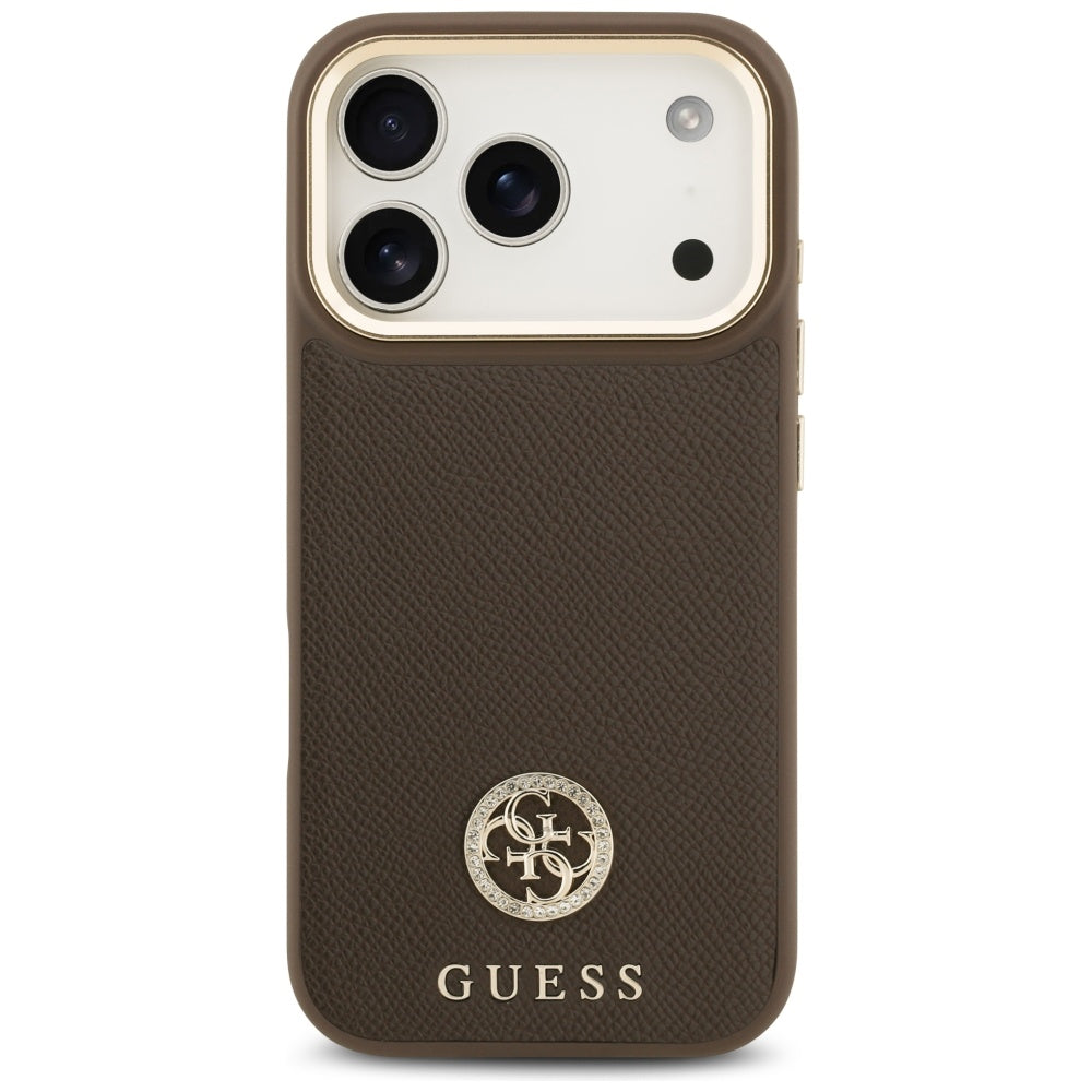Custodia MagSafe per Apple iPhone 17 Pro, Guess, Grained Strass Logo, Marrone