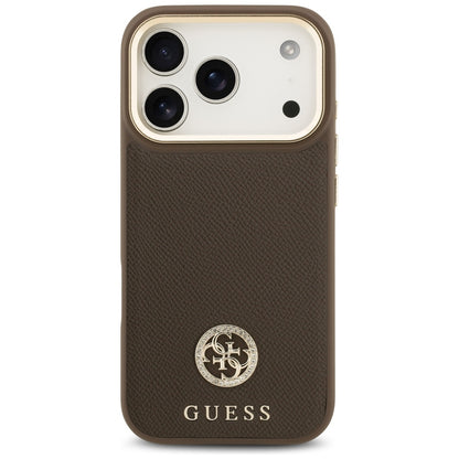 Custodia MagSafe per Apple iPhone 17 Pro, Guess, Grained Strass Logo, Marrone