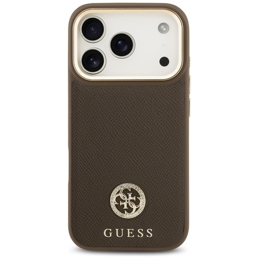 Custodia MagSafe per Apple iPhone 17 Pro, Guess, Grained Strass Logo, Marrone