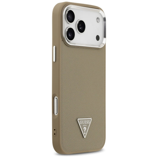 Custodia MagSafe per Apple iPhone 17 Pro, Guess, Logo Triangolo Granulato, Marrone