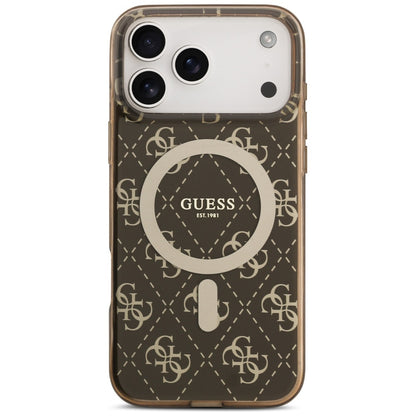 Custodia MagSafe per Apple iPhone 17 Pro, Guess, IML 4G Background, Marrone