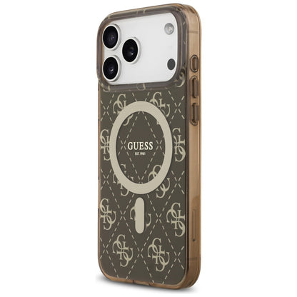 Custodia MagSafe per Apple iPhone 17 Pro, Guess, IML 4G Background, Marrone