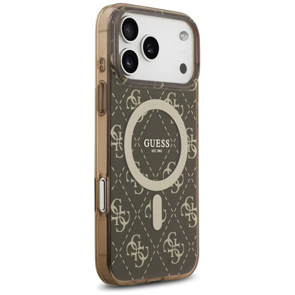 Custodia MagSafe per Apple iPhone 17 Pro, Guess, IML 4G Background, Marrone