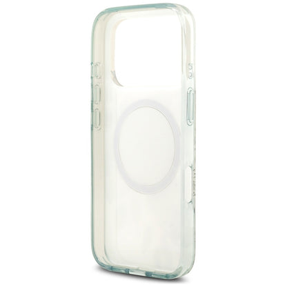 Custodia MagSafe per Apple iPhone 17 Pro, Guess, IML Flower and Tonal Circle, Verde