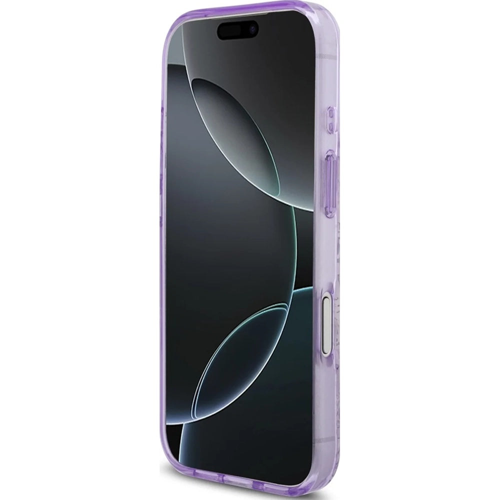 Custodia MagSafe per Apple iPhone 17 Pro, Guess, IML Flower & Tonal Circle, Viola