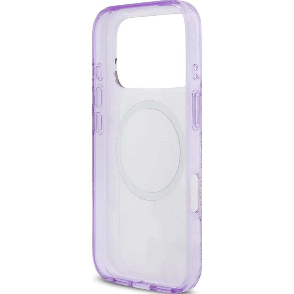 Custodia MagSafe per Apple iPhone 17 Pro, Guess, IML Flower & Tonal Circle, Viola