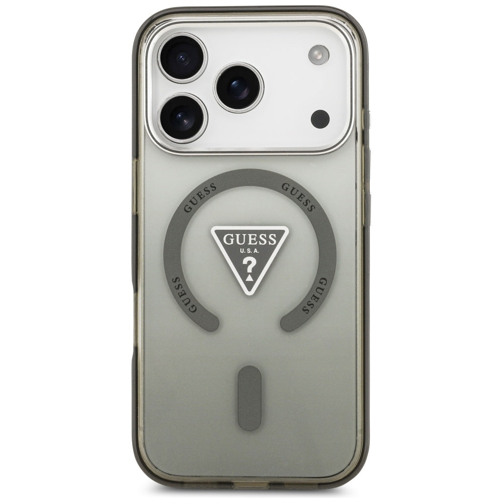 Custodia MagSafe per Apple iPhone 17 Pro, Guess, Logo Triangolo Gradiente IML, Kaki
