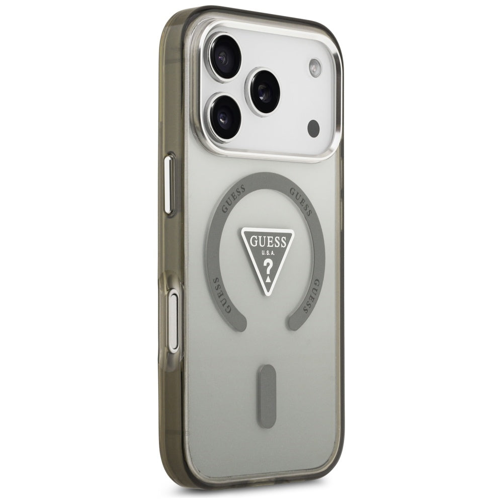 Custodia MagSafe per Apple iPhone 17 Pro, Guess, Logo Triangolo Gradiente IML, Kaki