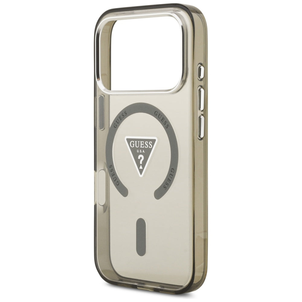 Custodia MagSafe per Apple iPhone 17 Pro, Guess, Logo Triangolo Gradiente IML, Kaki