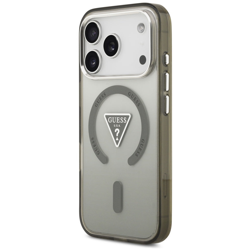 Custodia MagSafe per Apple iPhone 17 Pro, Guess, Logo Triangolo Gradiente IML, Kaki
