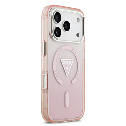 Custodia MagSafe per Apple iPhone 17 Pro, Guess, Logo Triangolo Gradiente IML, Rosa