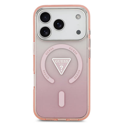 Custodia MagSafe per Apple iPhone 17 Pro, Guess, Logo Triangolo Gradiente IML, Rosa