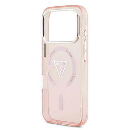 Custodia MagSafe per Apple iPhone 17 Pro, Guess, Logo Triangolo Gradiente IML, Rosa