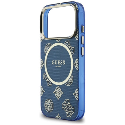 Custodia MagSafe per Apple iPhone 17 Pro, Guess, IML Peony Dot, Blu