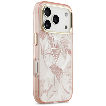 Custodia MagSafe per Apple iPhone 17 Pro, Guess, Jungle Tonal Triangle, Rosa