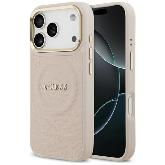 Custodia MagSafe per Apple iPhone 17 Pro, Guess, Peony Hot Stamp, Rosa