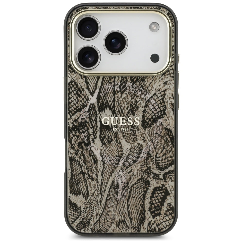 Custodia MagSafe per Apple iPhone 17 Pro, Guess, Python Pattern, Marrone