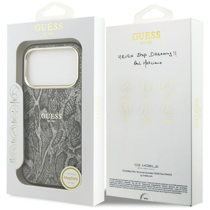 Custodia MagSafe per Apple iPhone 17 Pro, Guess, Python Pattern, Nera