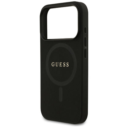 Custodia MagSafe per Apple iPhone 17 Pro, Guess, Saffiano Classic Logo, Nera