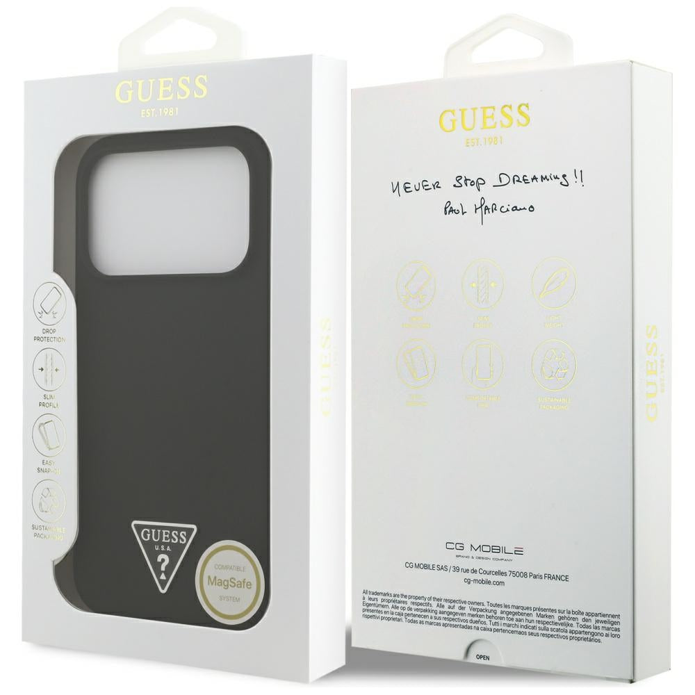 Custodia MagSafe per Apple iPhone 17 Pro, Guess, Logo Triangolo, Nera