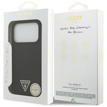 Custodia MagSafe per Apple iPhone 17 Pro, Guess, Logo Triangolo, Nera
