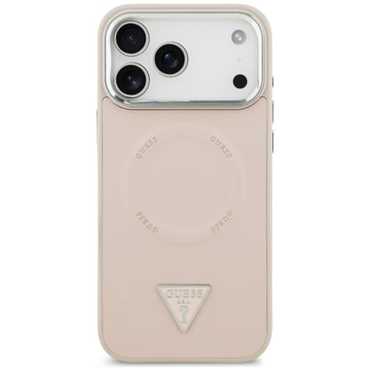 Custodia MagSafe per Apple iPhone 17 Pro, Guess, Logo Triangolo, Rosa Argentata