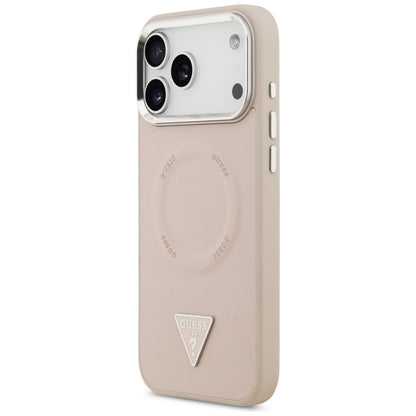 Custodia MagSafe per Apple iPhone 17 Pro, Guess, Logo Triangolo, Rosa Argentata