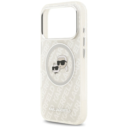 Custodia MagSafe per Apple iPhone 17 Pro, Karl Lagerfeld, Glitter Karl & Choupette Head, Bianca