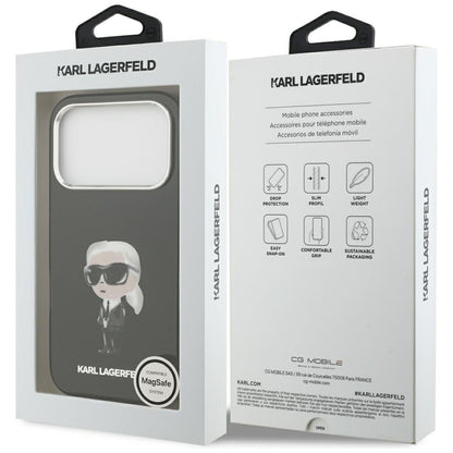 Custodia MagSafe per Apple iPhone 17 Pro, Karl Lagerfeld, IML Aquarelle Karl Ikonik, Nera