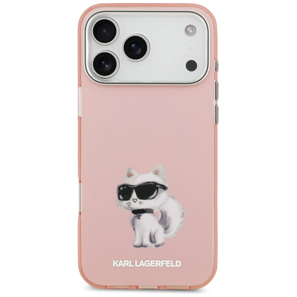 MagSafe Case for Apple iPhone 17 Pro, Karl Lagerfeld, IML Aquarelle Logo Choupette, Pink