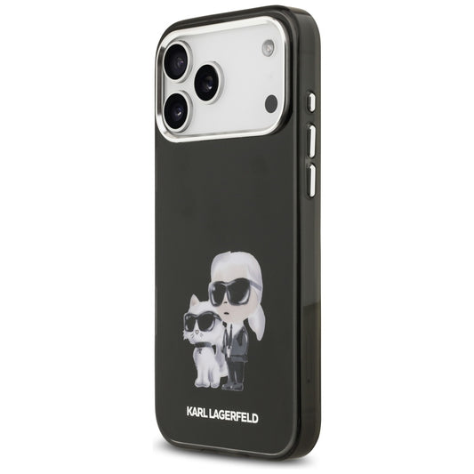 Custodia MagSafe per Apple iPhone 17 Pro, Karl Lagerfeld, IML Aquarelle Logo Karl & Choupette, Nera