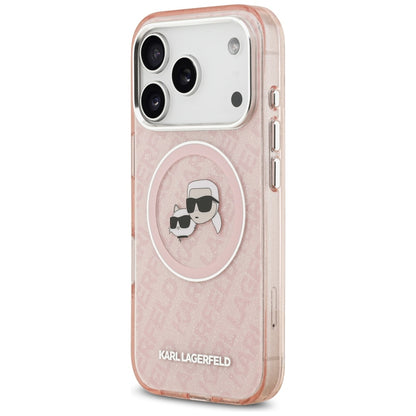 Custodia MagSafe per Apple iPhone 17 Pro, Karl Lagerfeld, IML Glitter Karl & Choupette's Heads, Rosa