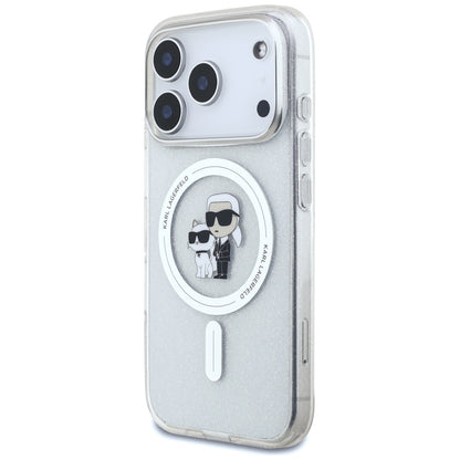 Custodia MagSafe per Apple iPhone 17 Pro, Karl Lagerfeld, IML Glitter Karl & Choupette, Trasparente