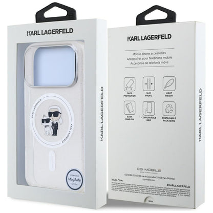 Custodia MagSafe per Apple iPhone 17 Pro, Karl Lagerfeld, IML Glitter Karl & Choupette, Trasparente