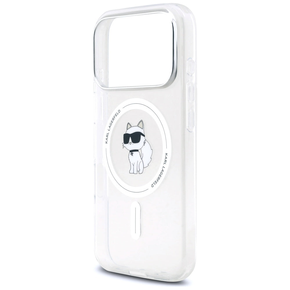 Custodia MagSafe per Apple iPhone 17 Pro, Karl Lagerfeld, IML Logo Choupette, Trasparente