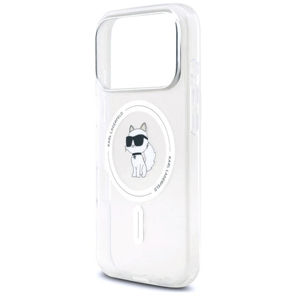 Custodia MagSafe per Apple iPhone 17 Pro, Karl Lagerfeld, IML Logo Choupette, Trasparente