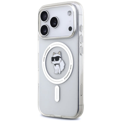 Custodia MagSafe per Apple iPhone 17 Pro, Karl Lagerfeld, IML Logo Choupette, Trasparente